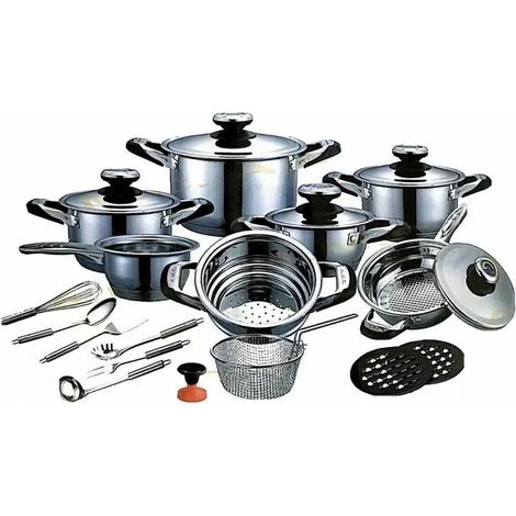 Set Di Pentole Antiaderenti Per Induzione In Acciaio Inox Da 23 Pezzi A.m.c. (1/4)