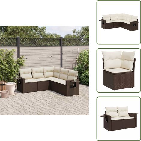 Salon de jardin avec coussins 5 pcs marron résine tressée - Ensemble Salon De Jardin - Meuble Extérieur - Résine Tressée - Mobilier De Jardin - Canapé D'angle (1/5)