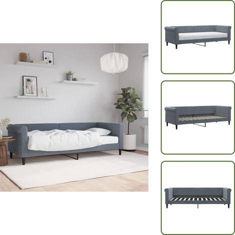 Divano letto 2 in 1 - vidaXL Divano Letto con Materasso Grigio Scuro 80x200 cm in Velluto - Letto con materasso