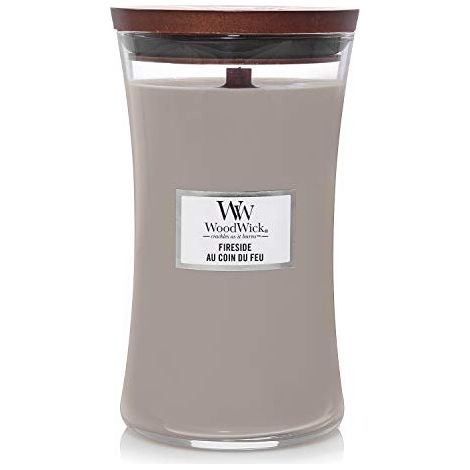 WoodWick Large Fireside Duftkerze Grau Elegant