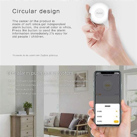 Bouton d'appel d'urgence SOS Tuya Smart Life ZigBee à une touche (1/5)
