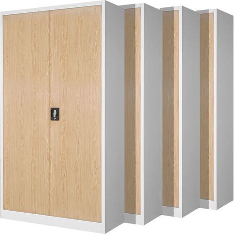 Lot de 4 Armoires de Bureau Métalliques 4 Étagères 195x90x40 cm (1/5)