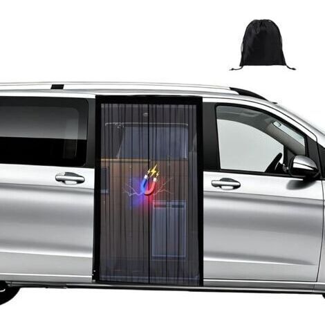 BUNTHAUS (150x110cm) Moustiquaire magnétique pour Van, Universelle Moustiquaire pour Porte latérale Filet d'ombrage de Porte Latérale Camping für Mercedes Vito, Volkswagen Transporter und California (1/5)