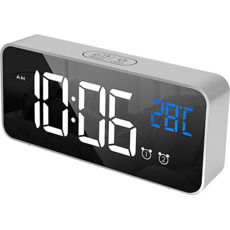Réveil Numérique pour Chambre - 2 Alarms avec Snooze - Port de Charge USB - Affichage 12/24H - Luminosité Réglable