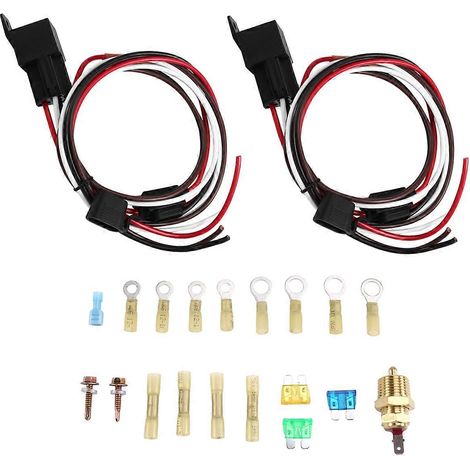 Relais-Kit für zwei elektrische Lüfter, Thermostat-Kit für elektrische Kühlerlüfter, Temperatursensor, 185°-Ein/175°-Ausschalter (1/5)