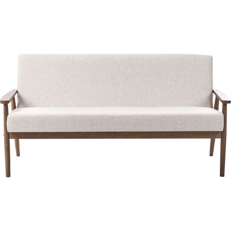 Sofá retro de 3 plazas tapizado de poliéster estructura de madera beige y marrón oscuro Esrum (1/5)