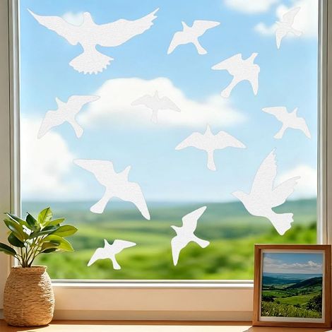 Autocollants Anti-Collision pour Oiseaux, Stickers Fenêtre Électrostatiques, Protection des Oiseaux et Portes Vitrées, Réutilisables (1/4)