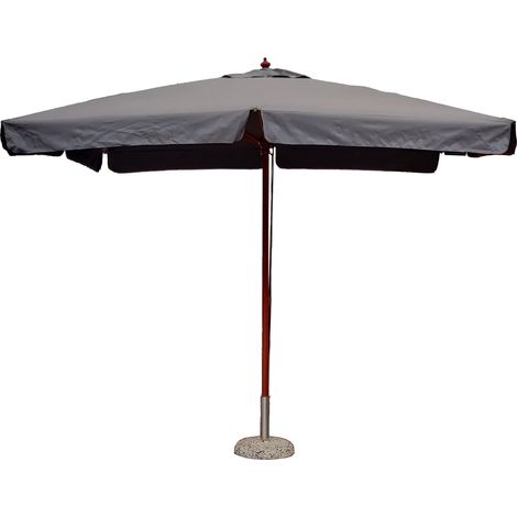Ombrellone Giardino Palo Centrale in Legno Tetto Idrorepellente 3 x 3 Mt Grigio