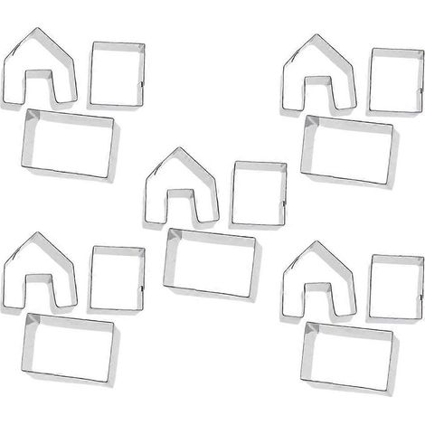 Sets/15-teilige Weihnachtsplätzchenausstecher, Lebkuchenhaus-Ausstecher-4.5X4CM-Silver (1/3)