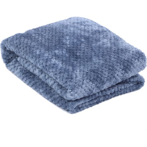 Couverture douce en fibre de polyester pour chambre à coucher, idéale pour la climatisation et la décoration, bleue, 120 x 200 cm (1/5)