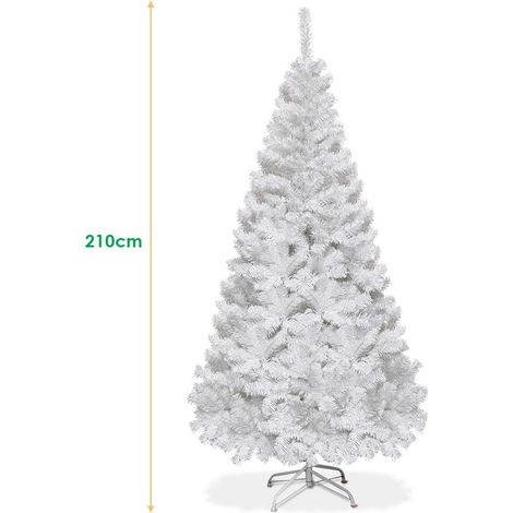 Costway – Sapin de Noël artificiel 210 cm – PVC écologique avec support métal – Installation rapide et rangement peu encombrant – Décoration intérieure et extérieure (1/5)