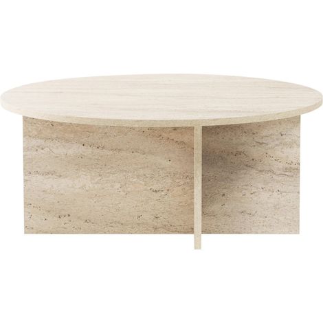 Table basse ronde effet Travertin Ø90 cm - Zelis