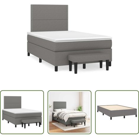 Matratze -  Boxspringbett mit Matratze Dunkelgrau 120x190 cm Stoff (1/5)