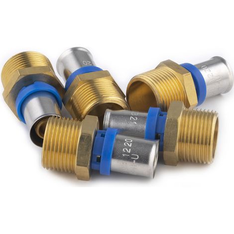 Racor Macho Multicapa a Prensar QUICK PLOMBERIE - Ø16 - Macho 3/4 x 5 unidades