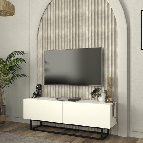 TV-Lowboard Nolven kurzes Gestell 135x32x47 cm Weiß [en.casa]