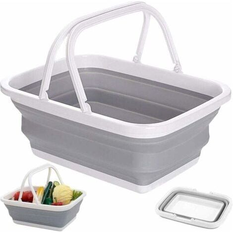 Panier À Linge Pliable Panier de Courses Rectangulaire Pliable Multifonction Boîte Pliable avec Poignée en Silicone et Plastique pour Laver la Vaisselle, Le Camping (1/3)