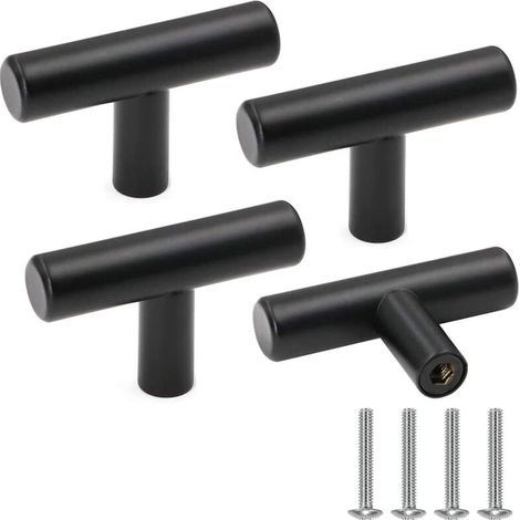 Furniture Knobs, Black Stainless Steel Cabinet Door Handles, Vintage Drawer Knobs with Screws for Home Decor, 4 Pieces