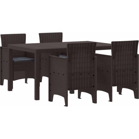 Garten Essgruppe 5 pcs Braun Polt Rattan