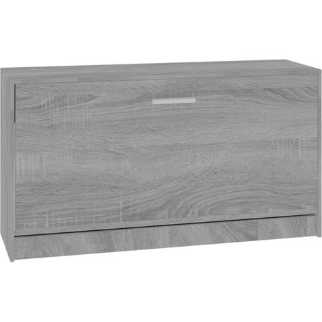 Banc à chaussures bottes commode étagère meuble entrée rangement sonoma 80 x 24 x 45 cm bois d'ingénierie gris