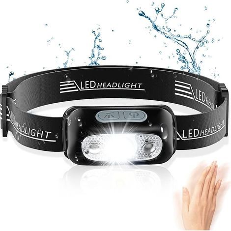 Stirnlampe, leistungsstarke LED-Stirnlampe mit Bewegungssensor, IPX6 wasserdicht, 4 Beleuchtungsmodi, professionelle, per USB wiederaufladbare Stirnlampe für Camping, Wandern usw. (1/5)
