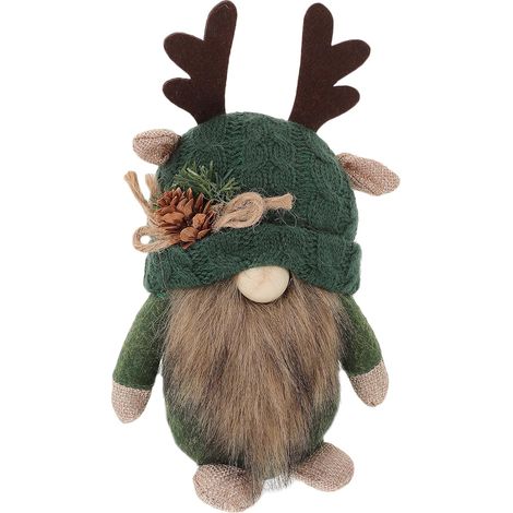 Poupée GNOME en Tissu Tricoté à Cornes de Cerf Décoration de Noël Intérieure Forestière Figurine sans Visage Chapeau Vert Centre de Table et Ornement de Cheminée Décorations (1/5)