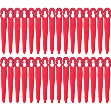 40 pièces Lames de rechange compatibles avec coupe-bordures, débroussailleuses, tondeuses à large carter, lame plastique ABS, Compatibles avec PlyCut 2-2, PCut 3-2 (12x7mm) (1/5)
