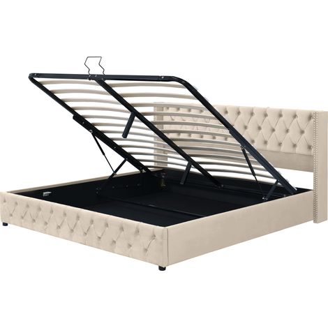 GagaLit rembourré Chesterfield 160x200 beige (1/5)