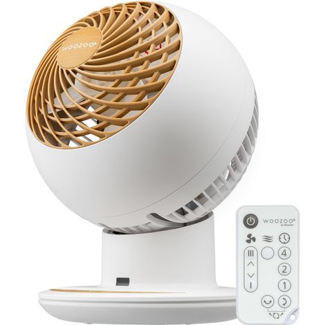 Woozoo, Ventilador de mesa ultra potente, silencioso y portátil, 30m², Alcance 25m, Inclinación multidireccional, mando a distancia, temporizador, Sala de estar - Woozoo PCF-SC15T - Blanco mate/Aspect