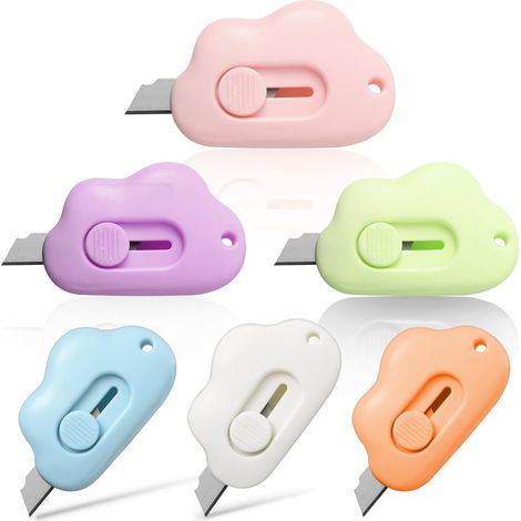 Lot de 6 mini couteaux utilitaires rétractables en forme de nuage pour la maison et le bureau (1/5)