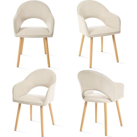 Goeurvant Sedie da pranzo comode con schienale a forma di mezzaluna e braccioli ergonomici, Perfetta combinazione di supporto ed eleganza - Set di 4 - Antracite