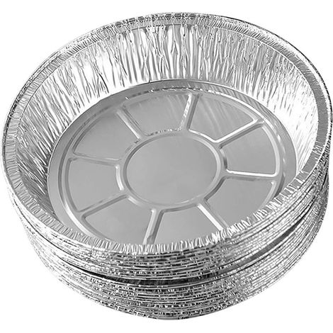 20 assiettes rondes jetables en aluminium de 20 cm de diamètre, idéales pour les friteuses à air chaud, la cuisson au four, la conservation et le gril. (1/5)