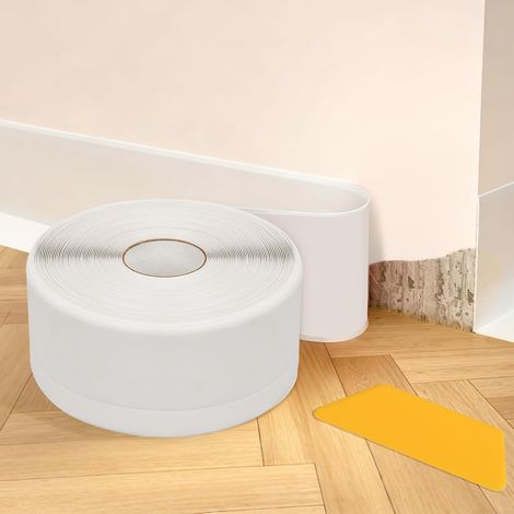 Plinthe Souple Autoadhésive 50 mm x 20 mm x 15 m,Plinthe PVC Convient Aux Cuisines, Aux Chambres, Aux Salons et Aux Salles de Bains(Blanc) (1/5)