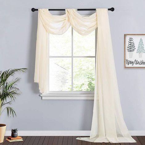 Arche Tenture Mariage Beige, 75×600cm Rideau en Tulle, Voilage Drapés en Mousseline élastique, pour Décoration de Mariage, Cérémonie, Fête (1/5)