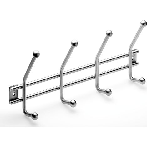 Hettich Garderobenleiste 4 Haken 35,5 x 16,0 x 6,0 cm Edelstahl Hakenleisten
