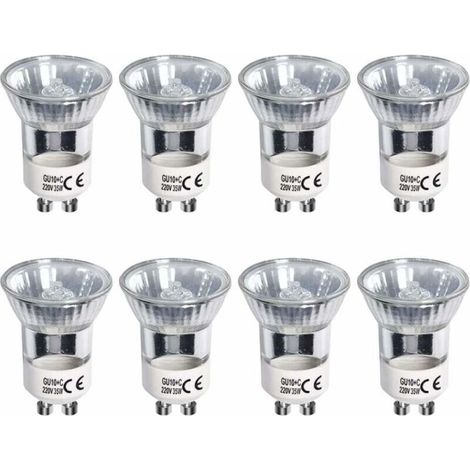 Ampoules halogènes GU10, 35W blanc chaud 2700K, lot de 8, dimmable, équivalent LED 3W/360 lumens, 120° (1/5)