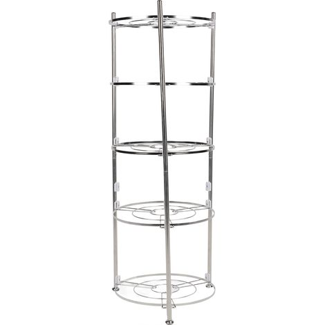 Étagère de rangement pour casseroles et ustensiles de cuisine à 5 niveaux en acier inoxydable, étagère d'angle à plusieurs niveaux (1/5)