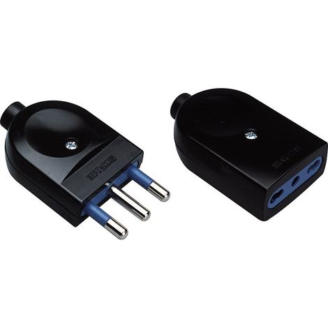 POLY POOL - PP0443.1S Kit Coppia Presa Bivalente e Spina Standard Italiano 16A - Set Spina/Presa Volanti Nere - Presa Bipasso Adattabile Ad Ogni Spina Standard Italiano - Spina/Presa per Casa e Lavoro (1/4)