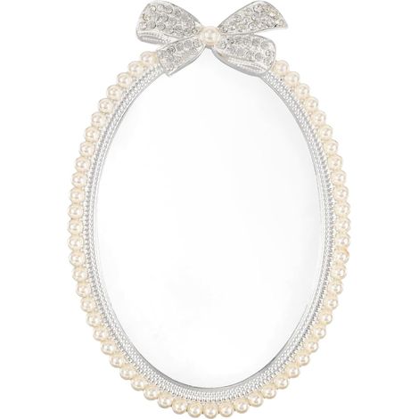Miroir de Maquillage de Style Rétro Européen Cadre Et Bordure Argentés pour Commode Bureau (1/5)