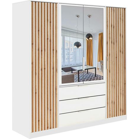 Armario Collis V, Blanco, 200x196x58cm, Puertas de armario: Con bisagras, Número de estantes: 8