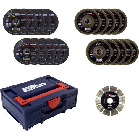 Echter Werkzeugfan Schleifmittelpaket, Trennscheiben, Diamanttrennscheibe, 125 mm & Systainer (1/2)