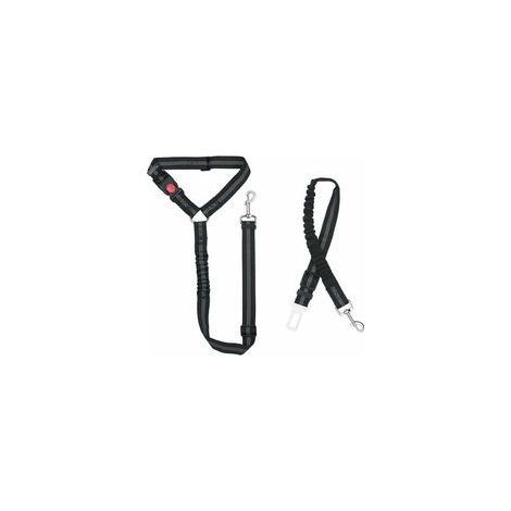 Nylon Ceinture Chien, Universel Harnais Voiture Réglable pour Chien & Chat avec Absorption des Chocs, 2 en 1 Laisse Chien Ceinture de Sécurité pour Animaux de Compagnie Durable pour Voyage(Noir) (1/4)