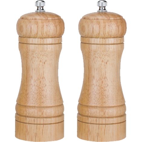 Moulin À Sel Et À Poivre - Rotor En Céramique - Bois De Chêne Naturel - Pour Cuisine Maison - Lot De 2 (1/5)