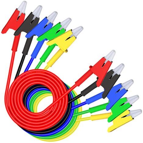 Câble de Test à pince crocodile à Double extrémité, 5 pièces, pour tester le câble en cuivre Flexible pour les tests électriques, 3,3 pieds/1m (1/5)