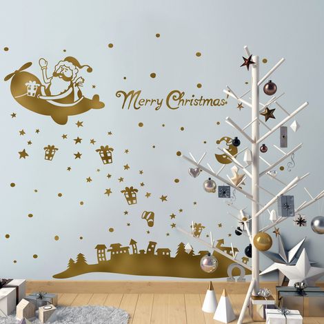 Sticker Ambiance merry christmas - 40x25cm - or - Autocollants adhésifs noël - décoration fêtes (1/3)