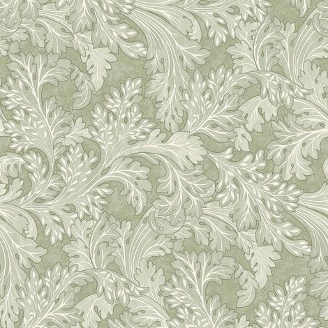 Holden Decor Botanical Scroll Sage Wallpaper Floral Leaves Classic Feature Wall (1/4)