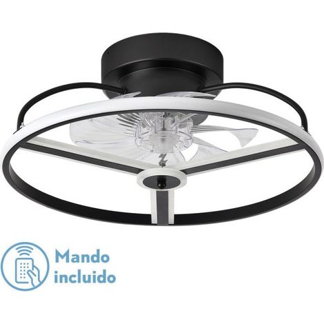 FABRILAMP Ventilatore 60w Dc Bora Nero 8 Pale Trasp. 18x50x50cm 6 Vel. 3 Colori / Terremoto, Memoria, Timer e Dimmer 5100lm (1/4)
