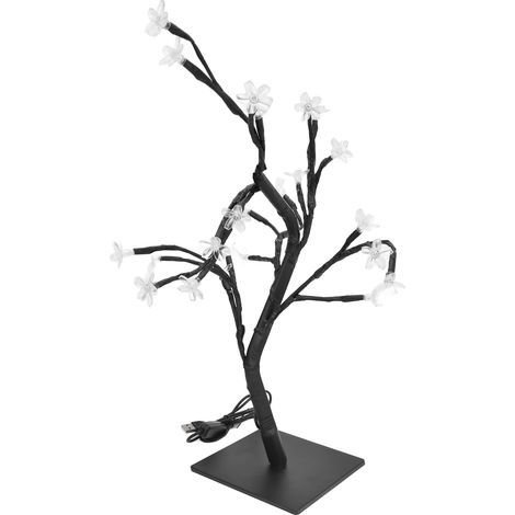 Lampe bonsaï en PVC avec fleurs de cerisier, 24 LED, alimentation USB, pour la décoration intérieure. (1/5)