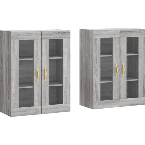 2 pcs Buffet,Bahut, Armoires murales sonoma gris bois d'ingénierie CFW51052 (1/5)