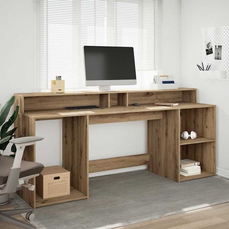 LED-Schreibtisch Artisan-Eiche 200x55x91 Holzwerkstoff