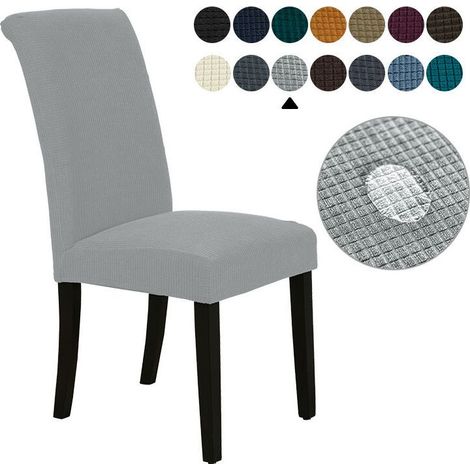 Housse de Chaise 6 Pièces Salle à Manger Jacquard Extensible Amovible Lavable Couverture de Chaise Univers Protection de Chaise pour Mariage, Cuisine, Banquet (6Pièces,Argent)-M (1/5)